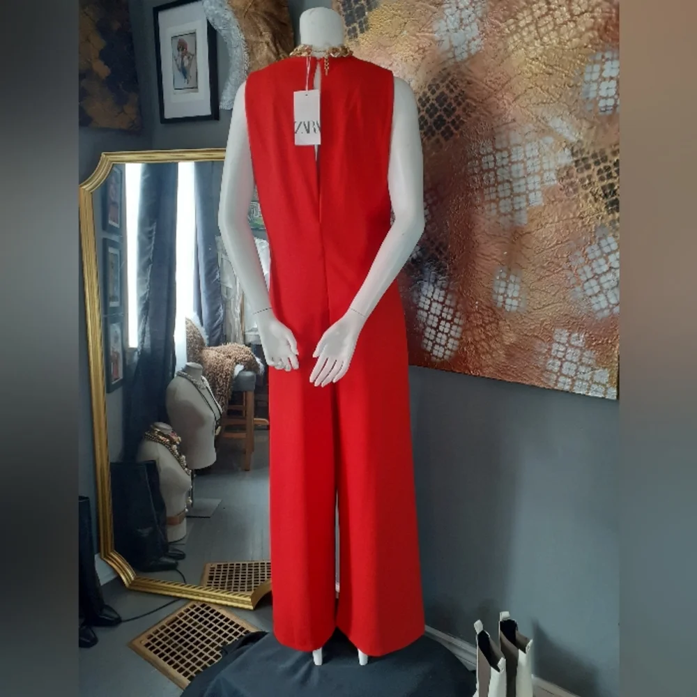 Zara Red Sleeveless Jumpsuit - Picture 14 of 16
